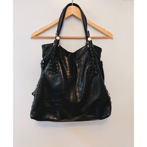 B Makowsky Black Leather Shoulder Bag Purse